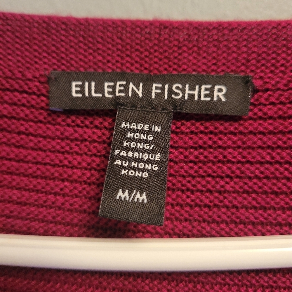 Eileen Fisher Silk Cashmere Bateau Neck Knit Sweater Hibiscus Pink Large EUC - Picture 5 of 6